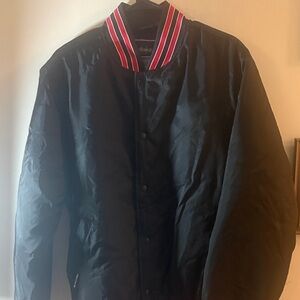 Holloway Black Bomber Jacket with Red and White Striped Collar